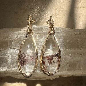 14k Gold Filled Lodolite Garden Quartz Earring Charms